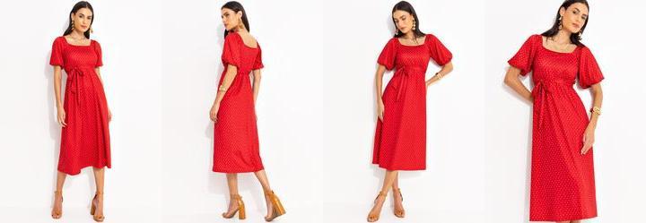 Vestido Po� Vermelho em Malha Fria
