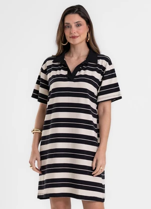 Rovitex - Vestido Polo Curto Feminino Cotton Leve Preto - ROVITEX