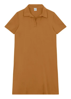Malwee - Vestido Polo em Piquet Caramelo - MALWEE