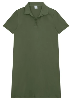 Malwee - Vestido Polo em Piquet Verde Musgo - MALWEE