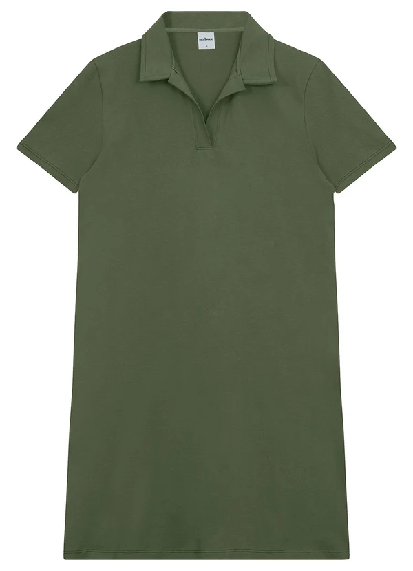 Malwee - Vestido Polo em Piquet Verde Musgo