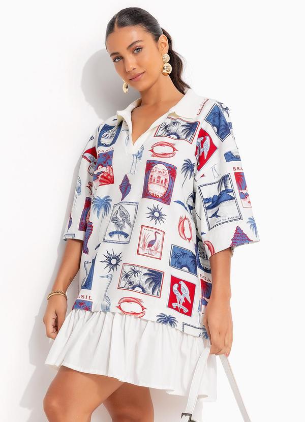 Farm - Vestido Polo Tropical Vintage Off White