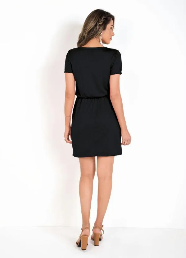 Moda Pop - Vestido Preta com Amarração e Bolsos 5