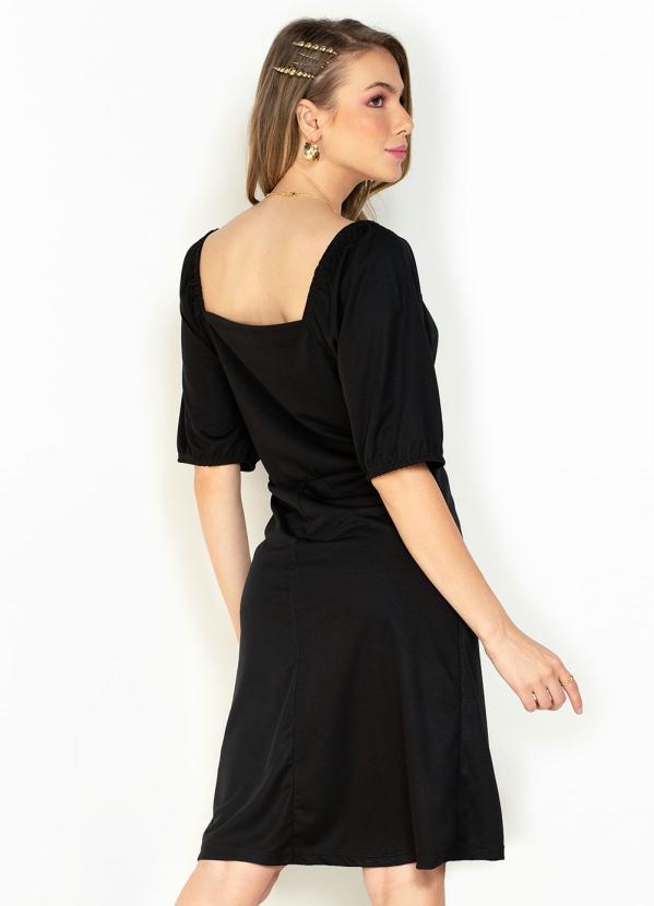 Moda Pop - Vestido Preta com Manga Bufante 2