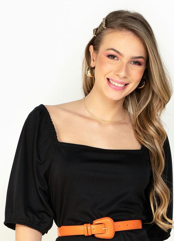 Moda Pop - Vestido Preta com Manga Bufante 3