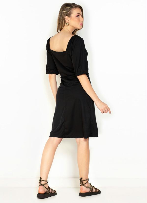 Moda Pop - Vestido Preta com Manga Bufante 5