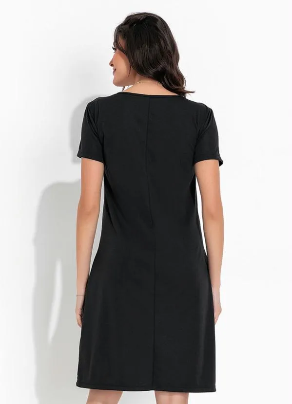 Moda Pop - Vestido Preta de Manga Curta 2