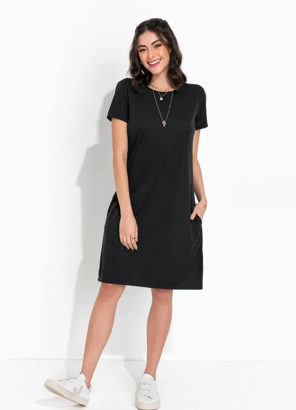 Moda Pop - Vestido Preta de Manga Curta 3