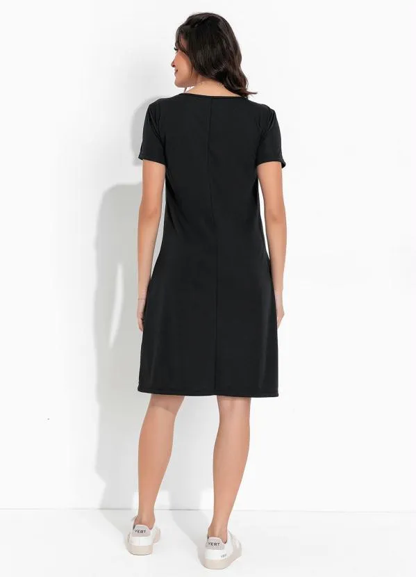 Moda Pop - Vestido Preta de Manga Curta 4