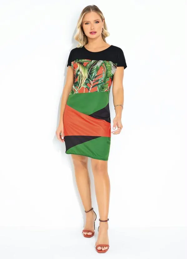 Rovitex - Vestido Preta Estampada Rovitex 4