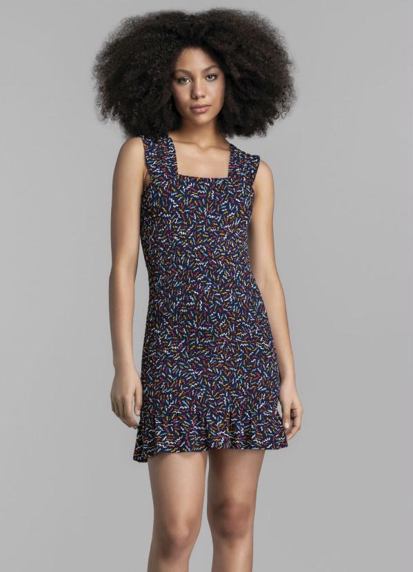 Enfim - Vestido Preto Abstrato Texturizado