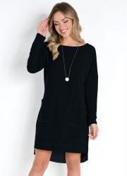 Vestido Preto com Bolsos Frontais