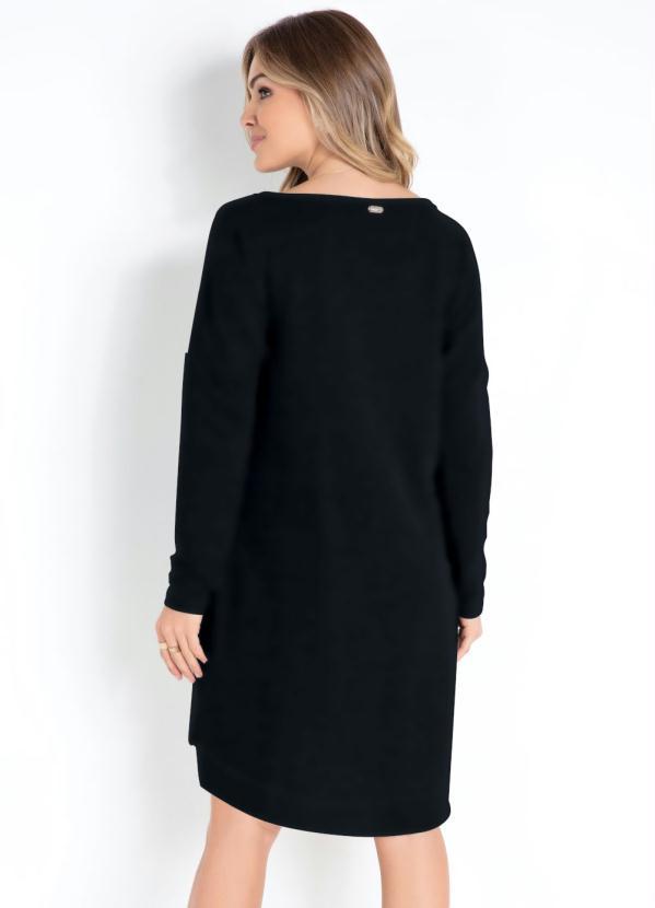 Quintess - Vestido Preto com Bolsos Frontais 2