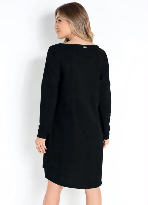 Quintess - Vestido Preto com Bolsos Frontais 2