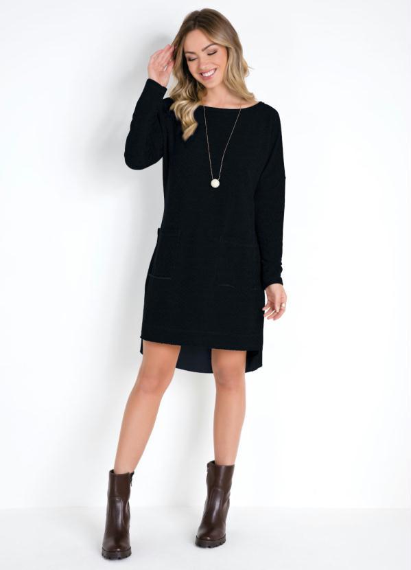 Quintess - Vestido Preto com Bolsos Frontais 3