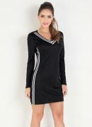 VESTIDO (PRETO) COM CADARO CONTRASTANTE