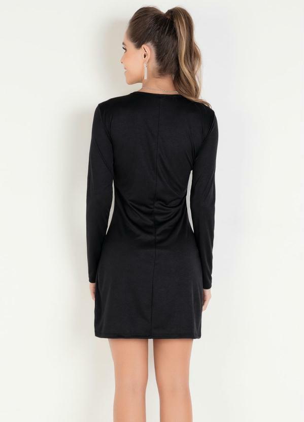 Outlet - Vestido Preto com Cadarço Contrastante 2