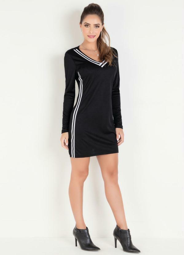 Outlet - Vestido Preto com Cadarço Contrastante 3