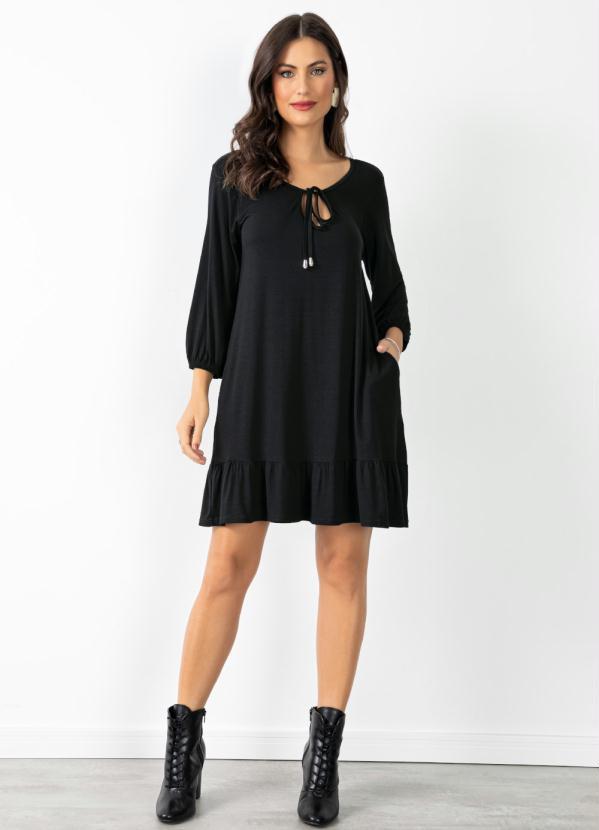 Quintess - Vestido Preto com Cordel com Ponteira 2