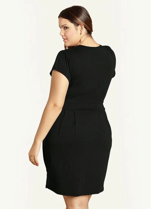 Quintess - Vestido Preto com Decote Transpassado 5