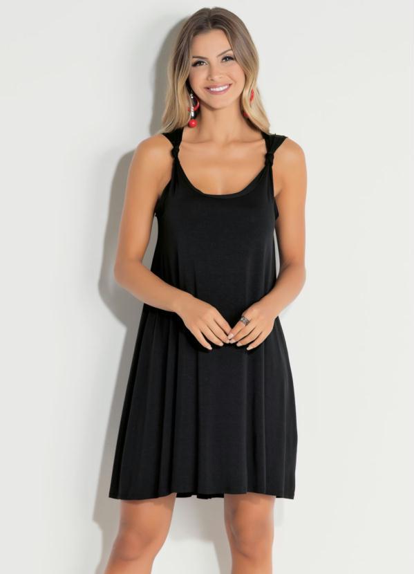 Quintess - Vestido Preto com Detalhe de Nó