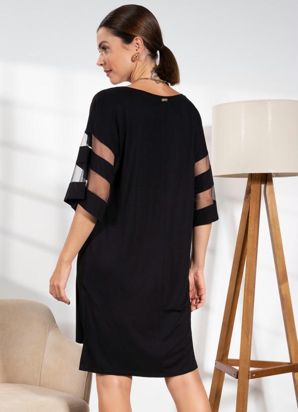 Quintess - Vestido Preto com Detalhes em Tule 2