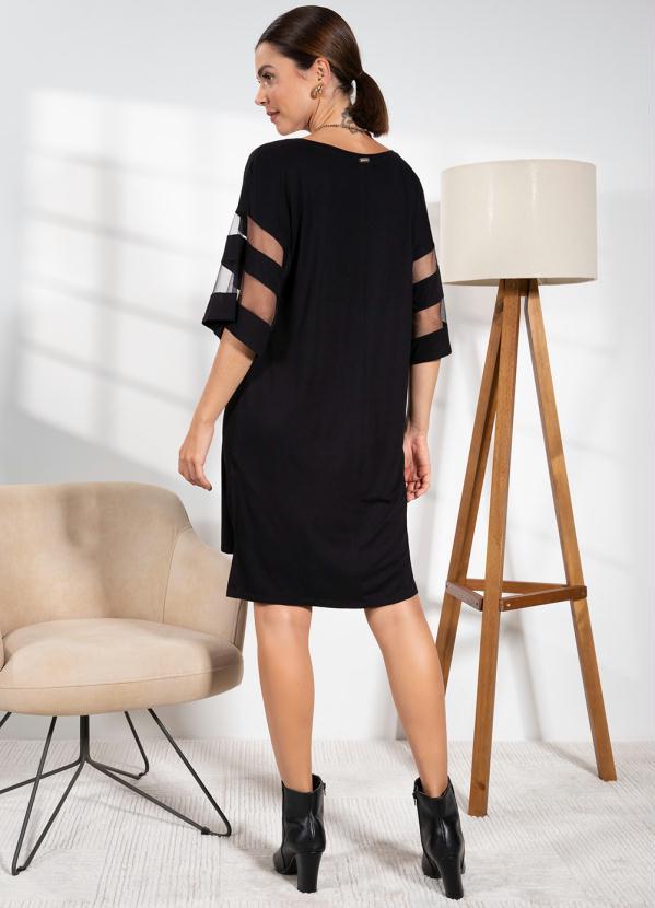 Quintess - Vestido Preto com Detalhes em Tule 4