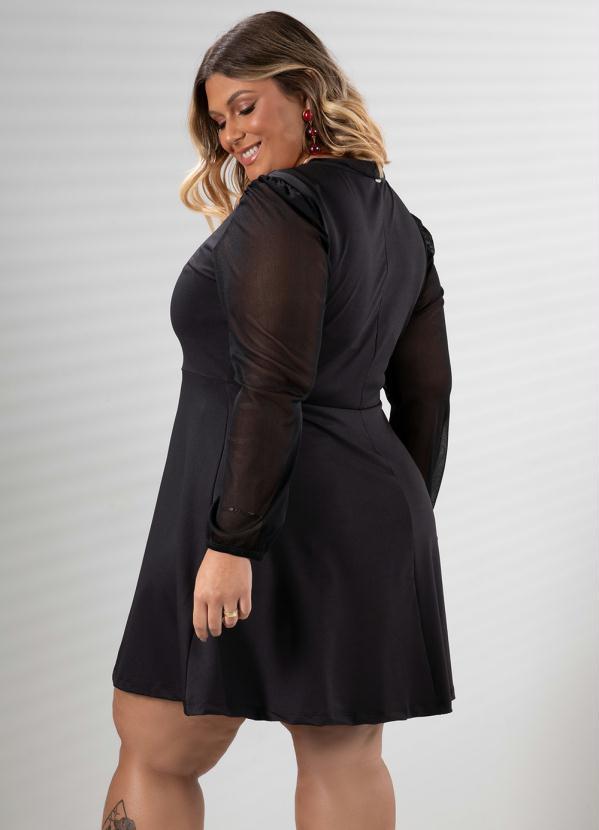 Quintess - Vestido Preto com Mangas Transparentes 7