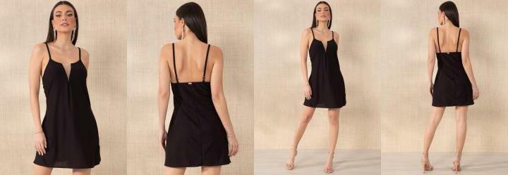 Vestido Preto com Recorte em Tule