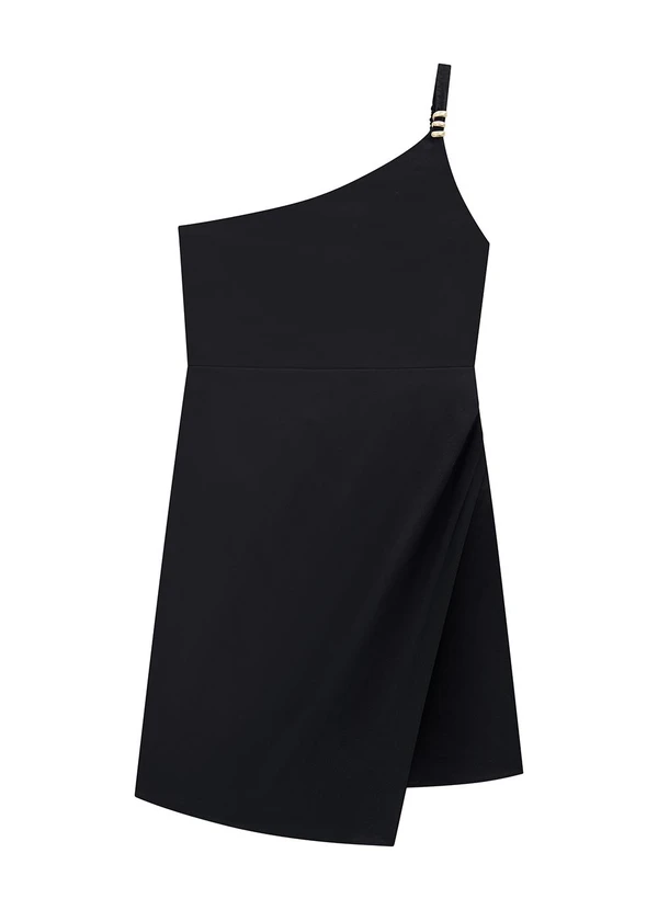 Enfim - Vestido Preto Curto Assimétrico