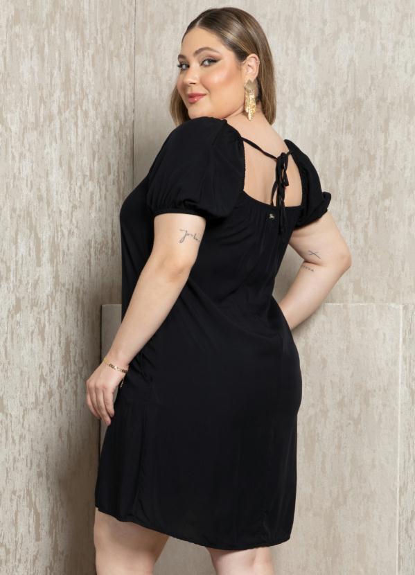 Quintess - Vestido Preto Curto com Bolsos em Viscose Plana 7