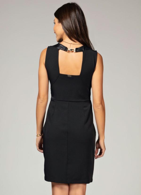 Quintess - Vestido Preto Curto com Recortes em Cirrê 2