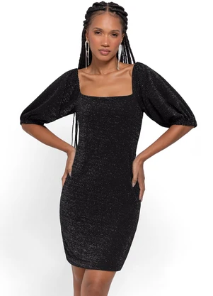 Enfim - Vestido Preto Curto em Lurex - ENFIM