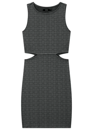 Enfim - Vestido Preto Cut Out Xadrez - ENFIM