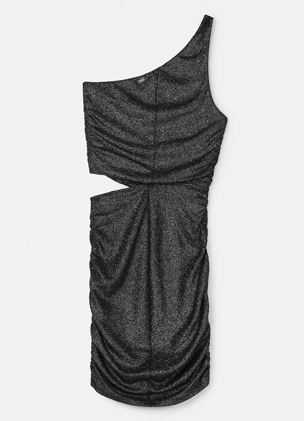 Authoria - Vestido Preto de Brilho Drapeado Preto 6