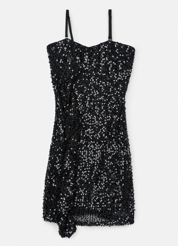 Authoria - Vestido Preto de Paetê com Babado Preto 6