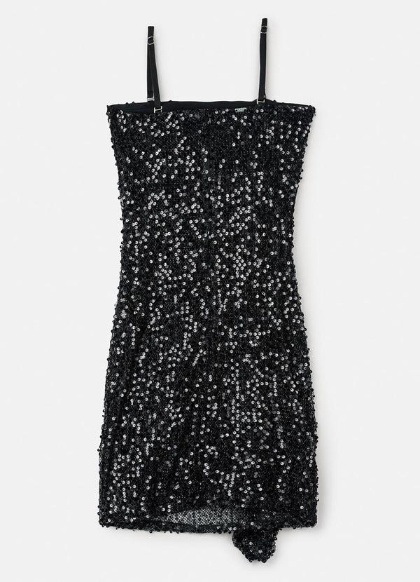 Authoria - Vestido Preto de Paetê com Babado Preto 7