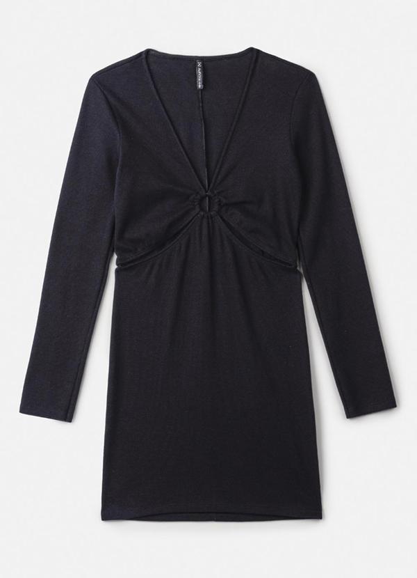 Authoria - Vestido Preto de Ribana com Argola Preto