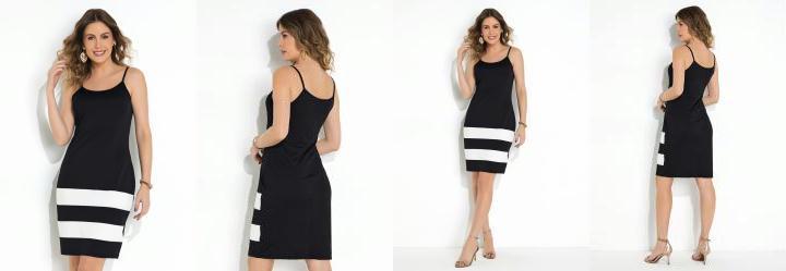 Vestido Preto e Branco com Listras