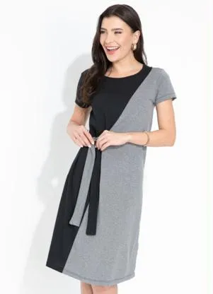 Queima Estoque - Vestido Preto e Mescla Bicolor Moda Evangélica - QUEIMA ESTOQUE