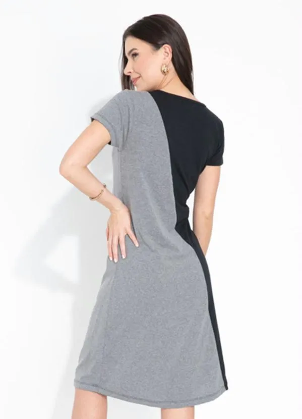 Queima Estoque - Vestido Preto e Mescla Bicolor Moda Evangélica 2