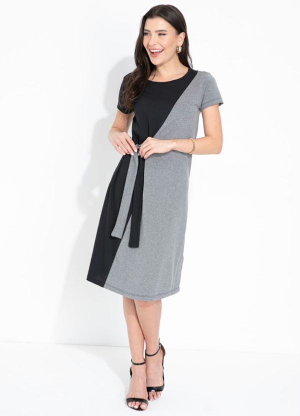 Outlet - Vestido Preto e Mescla Bicolor Moda Evangélica 3