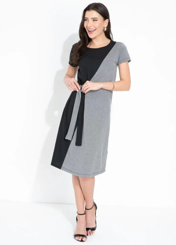 Queima Estoque - Vestido Preto e Mescla Bicolor Moda Evangélica 3