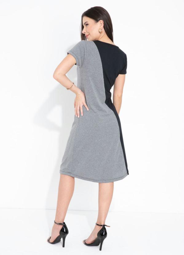 Outlet - Vestido Preto e Mescla Bicolor Moda Evangélica 4