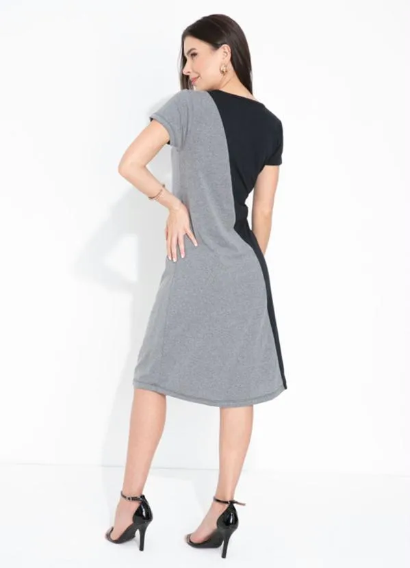 Queima Estoque - Vestido Preto e Mescla Bicolor Moda Evangélica 4