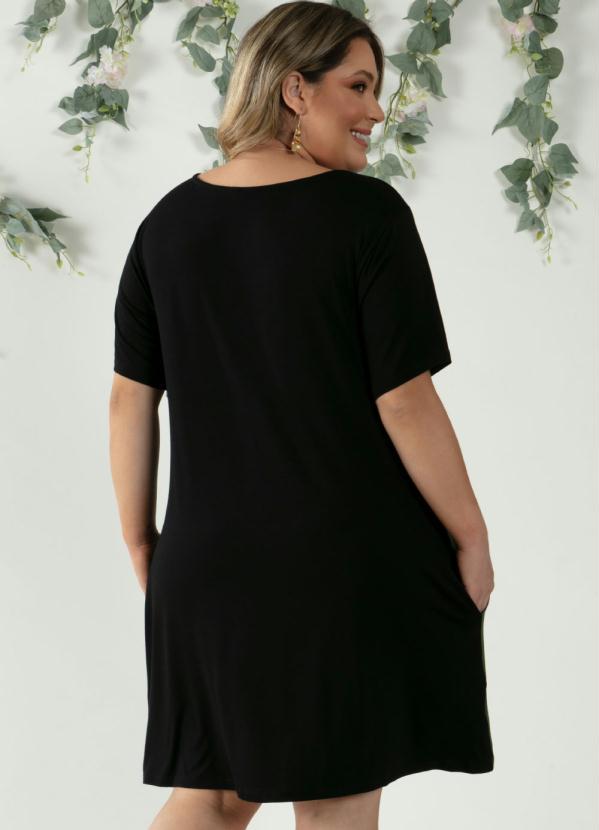 Quintess - Vestido Preto e Verde com Recorte Assimétrico 5