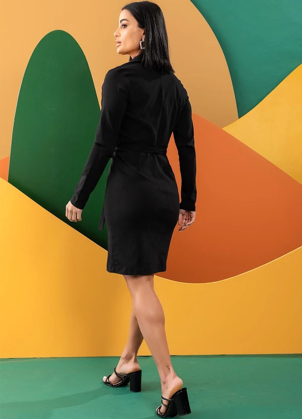 Quintess - Vestido Preto em Bengaline com Bolsos 5