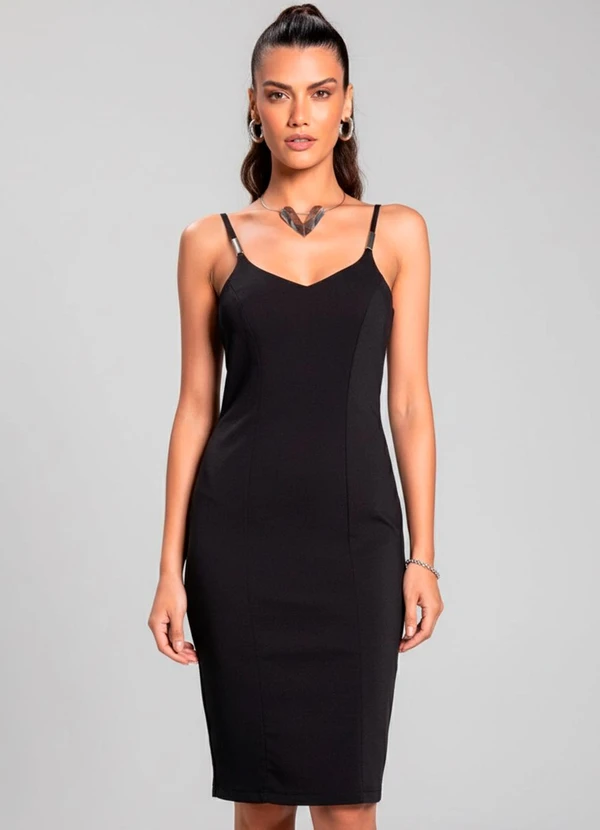 Quintess - Vestido Preto em Bengaline