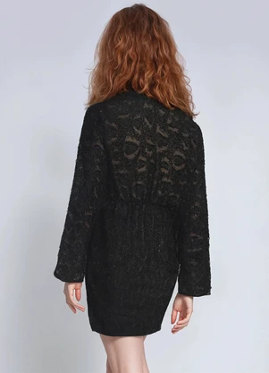 bonprix - Vestido Preto em Chiffon Devorê Desfiado - BONPRIX
