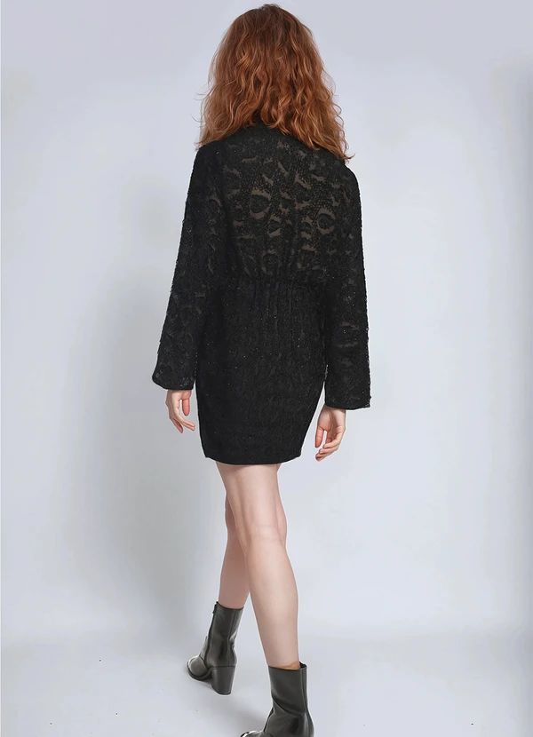 bonprix - Vestido Preto em Chiffon Devorê Desfiado 4